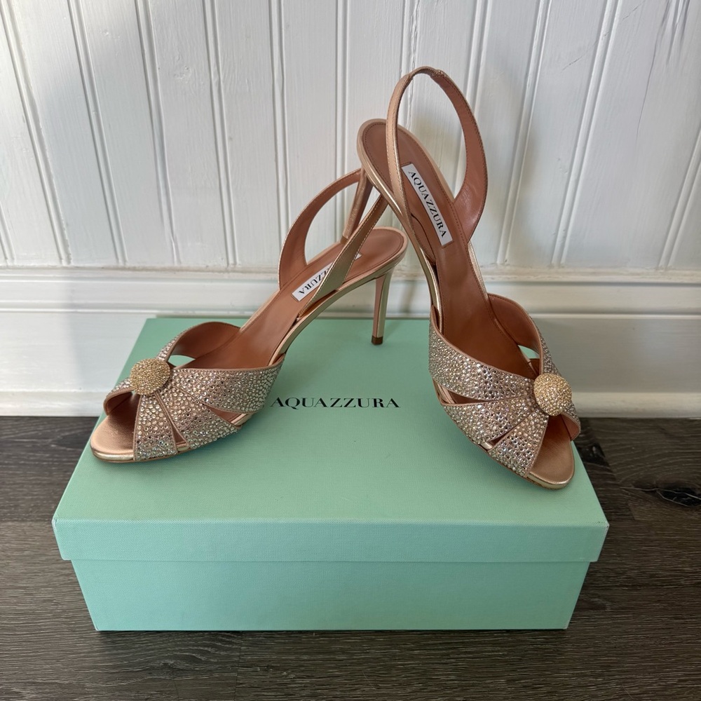 ❗️SOLD❗️AQUAZZURA Italian Flirt 75 embellished leather sandals - Picture 2 of 11